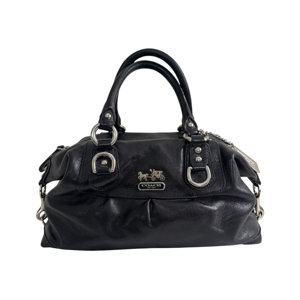 Y2K Vintage Coach Black Leather Madison Sabrina Satchel Handbag 12937